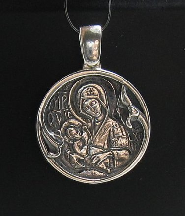 RELIGIOUS STERLING SILVER PENDANT SOLID 925 MOTHER OF GOD NEW PERFECT QUALITY