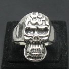 SOLID STERLING SILVER RING 925 SKULL JAWS FLAMES BIKER GOTHIC SIZE N - Z ++