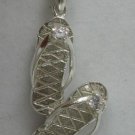 STYLISH STERLING SILVER PENDANT SOLID 925 FLIP FLOPS CZ NEW
