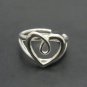 STERLING SILVER RING SOLID 925 HEART ADJUSTABLE SIZE