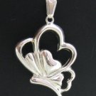 STERLING SILVER PENDANT SOLID 925 BUTTERFLY HEART NEW