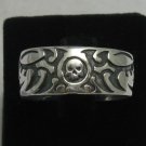 STERLING SILVER RING BAND SKULL BIKER 925 SIZE L - Z++