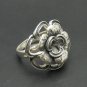 STERLING SILVER RING SOLID 925 FLOWER SIZE H-T OXIDIZED