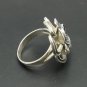 STERLING SILVER RING SOLID 925 FLOWER SIZE H-T OXIDIZED