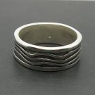 STERLING SILVER RING BAND WAVE BIKER SIZE T-X SOLID 925