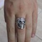 STERLING SILVER BIKER RING SKULL FLOWER SOLID 925 NEW SIZE N - Z++ EMPRESS
