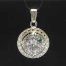 STYLISH STERLING SILVER PENDANT 12 MM CUBIC ZIRCONIA PE000326 SOLID EMPRESS