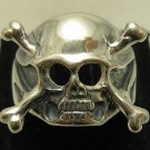 STERLING SILVER RING SOLID 925 SKULL CROSSBONES BIKER NEW SIZE J - Z++