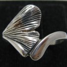LIGHT STERLING SILVER RING SOLID 925 LEAF NEW SIZE D - T