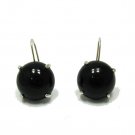 STERLING SILVER EARRINGS SOLID 925 16mm ROUND NATURAL BLACK ONYX E000473 EMPRESS
