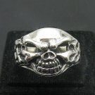 SOLID STERLING SILVER RING 925 SKULL FLAMES JAWS BIKER GOTHIC SIZE N - Z ++
