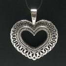 STERLING SILVER PENDANT HEART BIG QUALITY 925 NEW PE000101 SOLID EMPRESS
