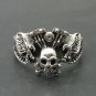 STERLING SILVER RING SKULL EAGLE BIKER 925 SIZE J - Z++