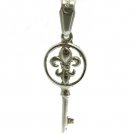 STERLING SILVER PENDANT CHARM SOLID 925 KEY FLEUR DE LIS PE000878 EMPRESS