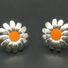 STERLING SILVER EARRINGS FLOWERS ENAMEL 925 NEW E000313 EMPRESS SOLID