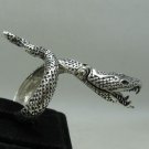 STERLING SILVER RING SOLID 925 LONG HUGE SNAKE COBRA NEW SIZE J - Z++