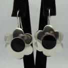 STERLING SILVER EARRINGS FLOWER BLACK ENAMEL 925 NEW PERFECT QUALITY E000301