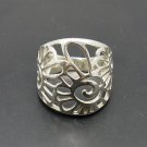 STERLING SILVER RING SOLID 925 FLOWER BAND NEW SIZE J - T EMPRESS