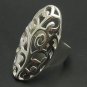 LONG STERLING SILVER FLORAL RING SOLID 925 NEW SIZE H - V EMPRESS
