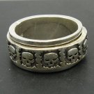 STERLING SILVER RING ROLLING BAND SKULL BIKER 925 NEW