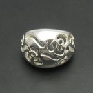 STERLING SILVER RING BAND FLOWER SIZE J - T NEW 925