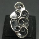 STYLISH LONG STERLING SILVER RING SOLID 925 SPIRAL HANDMADE NEW ADJUSTABLE SIZE