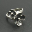 STERLING SILVER RING FLOWER ADJUSTABLE SIZE NEW 925