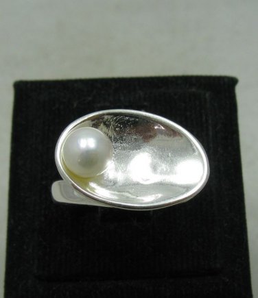 STYLISH STERLING SILVER RING SOLID 925 6mm PEARL SIZE G - V R001146 EMPRESS