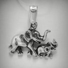 STERLING SILVER PENDANT SOLID 925 TWO ELEPHANTS PE000848 EMPRESS