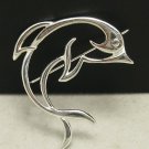 STYLISH STERLING SILVER BROOCH DOLPHIN SOLID 925 NEW