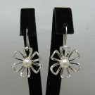 STYLISH STERLING SILVER EARRINGS SOLID 925 FLOWER 6mm PEARL NEW E000441 EMPRESS