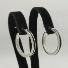 STERLING SILVER EARRINGS NATURAL LEATHER NEW 925 HOOPS E000110 EMPRESS SOLID