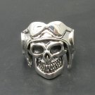 STERLING SILVER RING SKULL PILOT BIKER 925 SIZE J - Z ++ NEW
