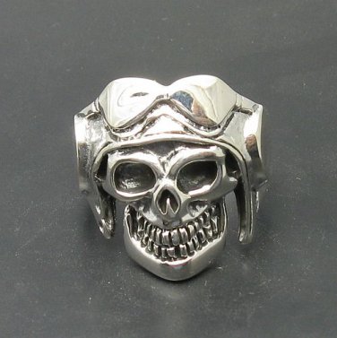 STERLING SILVER RING SKULL PILOT BIKER 925 SIZE J - Z ++ NEW