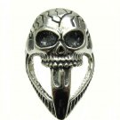 HEAVY STERLING SILVER SKULL RING SOLID 925 BIKER NEW SIZE N-Z++ R001310 EMPRESS