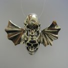 STERLING SILVER PENDANT SOLID 925 NEW TWO SKULLS WINGS BIKER PE000794 EMPRESS