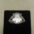 STERLING SILVER ENGAGEMENT RING SOLID 925 10X12mm OVAL CZ NEW SIZE E - T