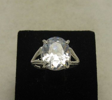 STERLING SILVER ENGAGEMENT RING SOLID 925 10X12mm OVAL CZ NEW SIZE E - T