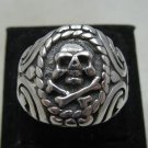 STERLING SILVER BIKER RING SOLID 925 SKULL CROSSBONES NEW SIZE N - Z++