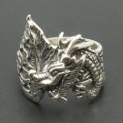 STERLING SILVER RING SOLID 925 DRAGON BIKER NEW SIZE N - Z++
