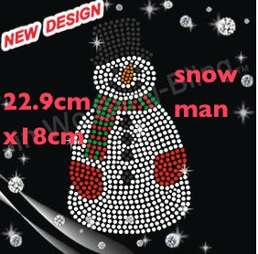 x2 pieces CHRISTMAS SNOW MAN IRON ON TRANSFER Size: 22.9 cm x 13.1 cm