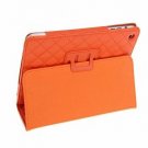 Popular Rhombus Pattern Leather Case for iPad Mini with  Magnetic Closure Flip Stand-Orange