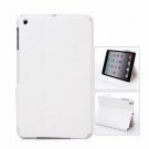 Exquisite Striae Pattern PU Leather Case for iPad Mini with Plastic Material Stand-White
