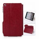 Exquisite Striae Pattern PU Leather Case for iPad Mini with Plastic Material Stand-Red