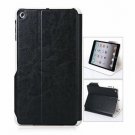 Exquisite Striae Pattern PU Leather Case for iPad Mini with Plastic Material Stand-Black