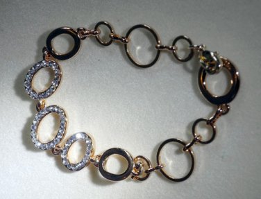 Fake Diamonds Imitation Gold Plated Chain Bracelet Classic Style