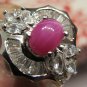 Stunning Created Ruby Star & Accent Sterling Silver Cocktail Ring! Size 9.25!