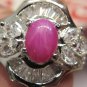 Stunning Created Ruby Star & Accent Sterling Silver Cocktail Ring! Size 9.25!