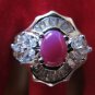 Stunning Created Ruby Star & Accent Sterling Silver Cocktail Ring! Size 9.25!