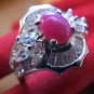 Stunning Created Ruby Star & Accent Sterling Silver Cocktail Ring! Size 9.25!